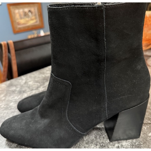 Blondo Womens Sadie Waterproof Cow Suede Square Toe Booties Block Heel Black 11M - Picture 2 of 15